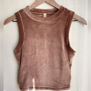 SKIMS High Neck Velvet Velour Brown  Sleeveless Tank Size M